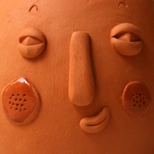 Red face / Handmade ceramic vase / ceramic face vase / Funny Vase / sculpture image 3