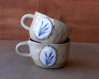 Ceramic cup / ceramic mugs / coffee lover, handmade cup / lavender painting / cup /mug / hand painting