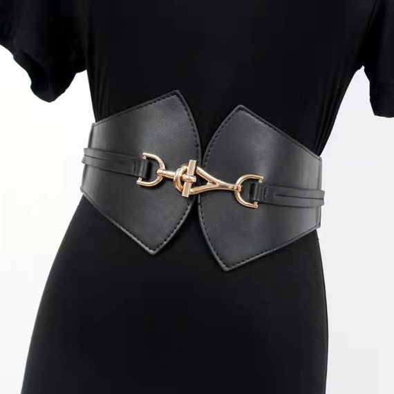 Women Hollow Out Belts Wide Buckle Cinch Waist Belt Dress Faux