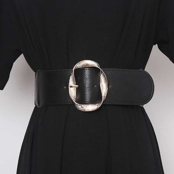 Brown Hollow Braided Corset Belt Pu Wide Elastic Belts For Dress