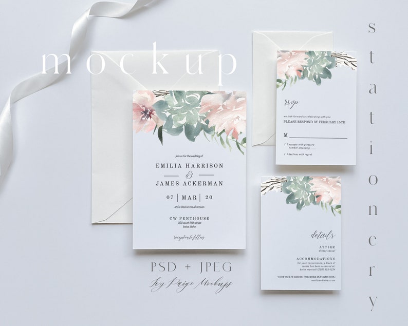 Download 5x7 Invitation Suite Mockup Card Mockup 5x7 Wedding Mockup ...