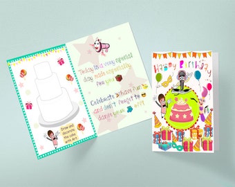 Happy Birthday Cake Gifts Birthday Card With Draw And Decorate Activity