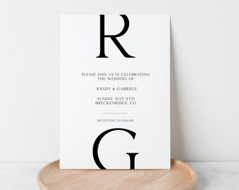 Save the Date Template Modern Minimalist Black and White Wedding Printable Save the Date Digital Download Wedding Invitation, BROOK #37