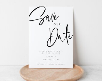 Save the Date Wedding Minimalist Script Modern Save Our Date Printable Download Wedding Kit Invite Card Digital Download Template ZOE #02