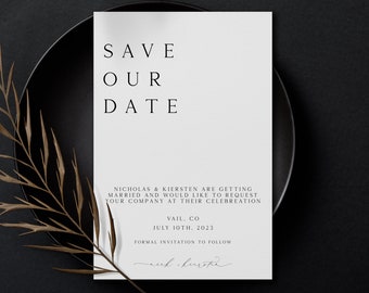 Save the Date Minimalist Traditional Wedding Invitation Save our Date Simple Modern Editable Digital Download Printable Template BROOK #05