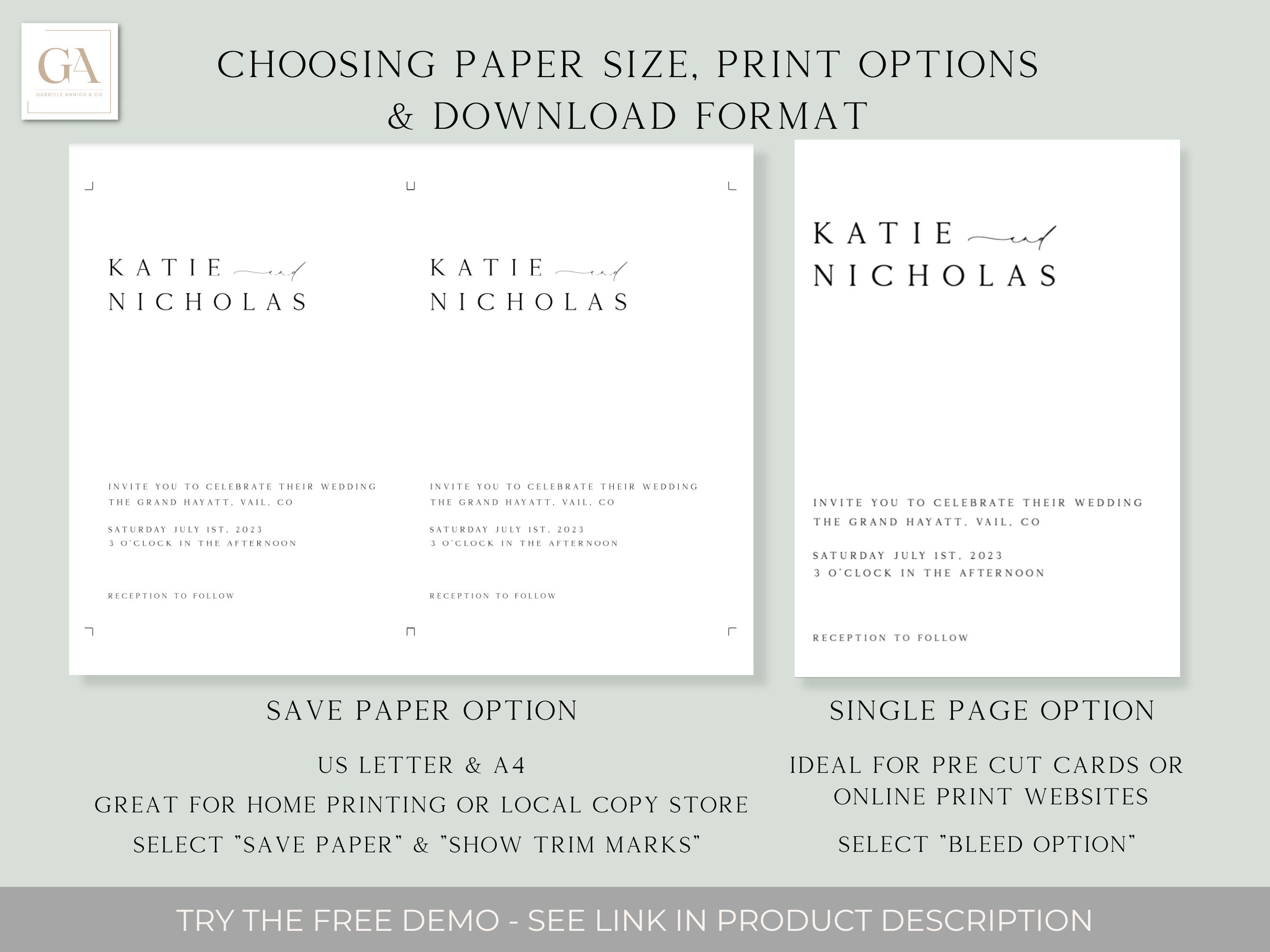 Invitation Set Bundle Wedding Printable Template Modern - Etsy