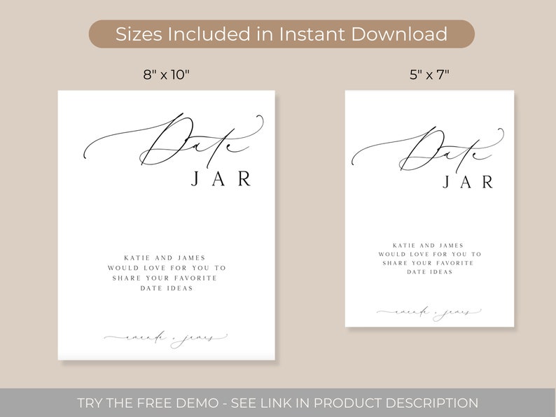 Date Jar Wedding Reception Modern Minimalist Digital Download Sign ...