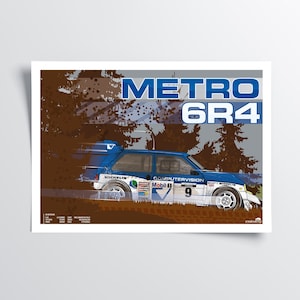 MG Metro 6R4 Group B Massenvergoldung - Vintage Motorsport Poster