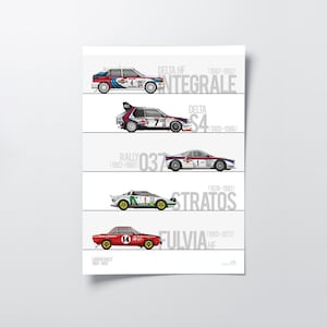 Lancia Rally Legends - 1963-1992 / Poster iconico da parete dedicato al motorsport / Decenni di eccellenza nei rally
