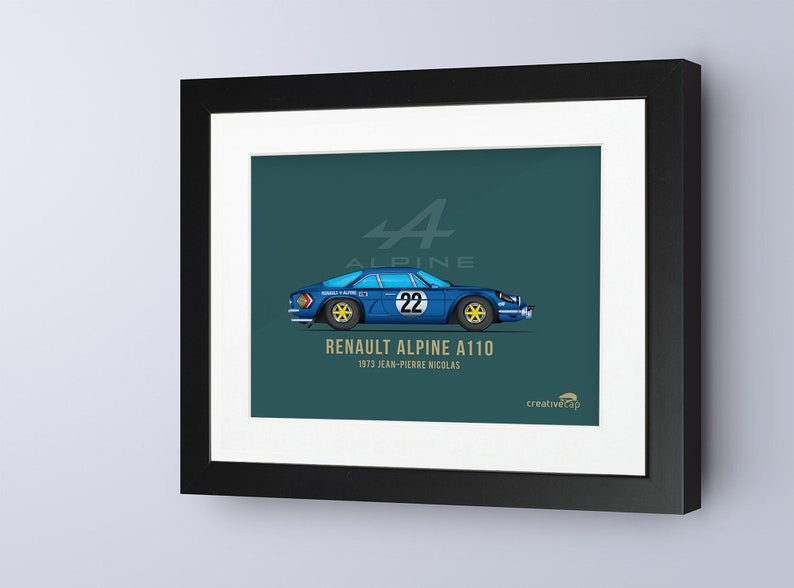 Framed Renault Alpine A110 legendary Group B rally car print image 4