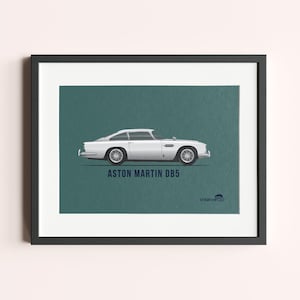 Framed Aston Martin DB5 Print - Iconic Classic Car Wall Art - Vintage Automotive Decor for Collectors and Enthusiasts