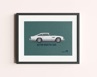 Framed Aston Martin DB5 Print: Classic Car Wall Art for Car Enthusiasts