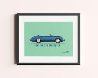 Framed Porsche 356 Speedster Print: Classic Car Wall Art for Car Enthusiasts