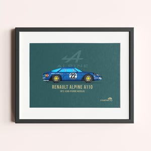 Framed Renault Alpine A110 Print - Classic Rally Car Wall Art - Vintage Motorsport Decor