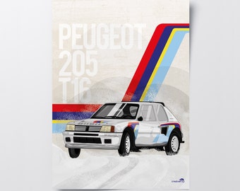 Peugeot 205 T16 Poster: Group B Rally Car Motorsport Art for Car Enthusiasts