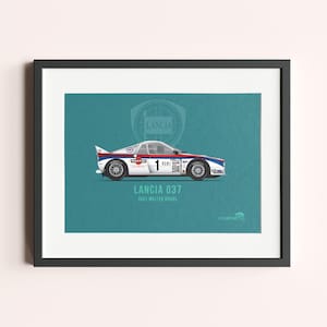 Framed Lancia 037 Rally Car Print - Group B Motorsport Wall Art - Gift for Car Enthusiast - Racing Home Decor