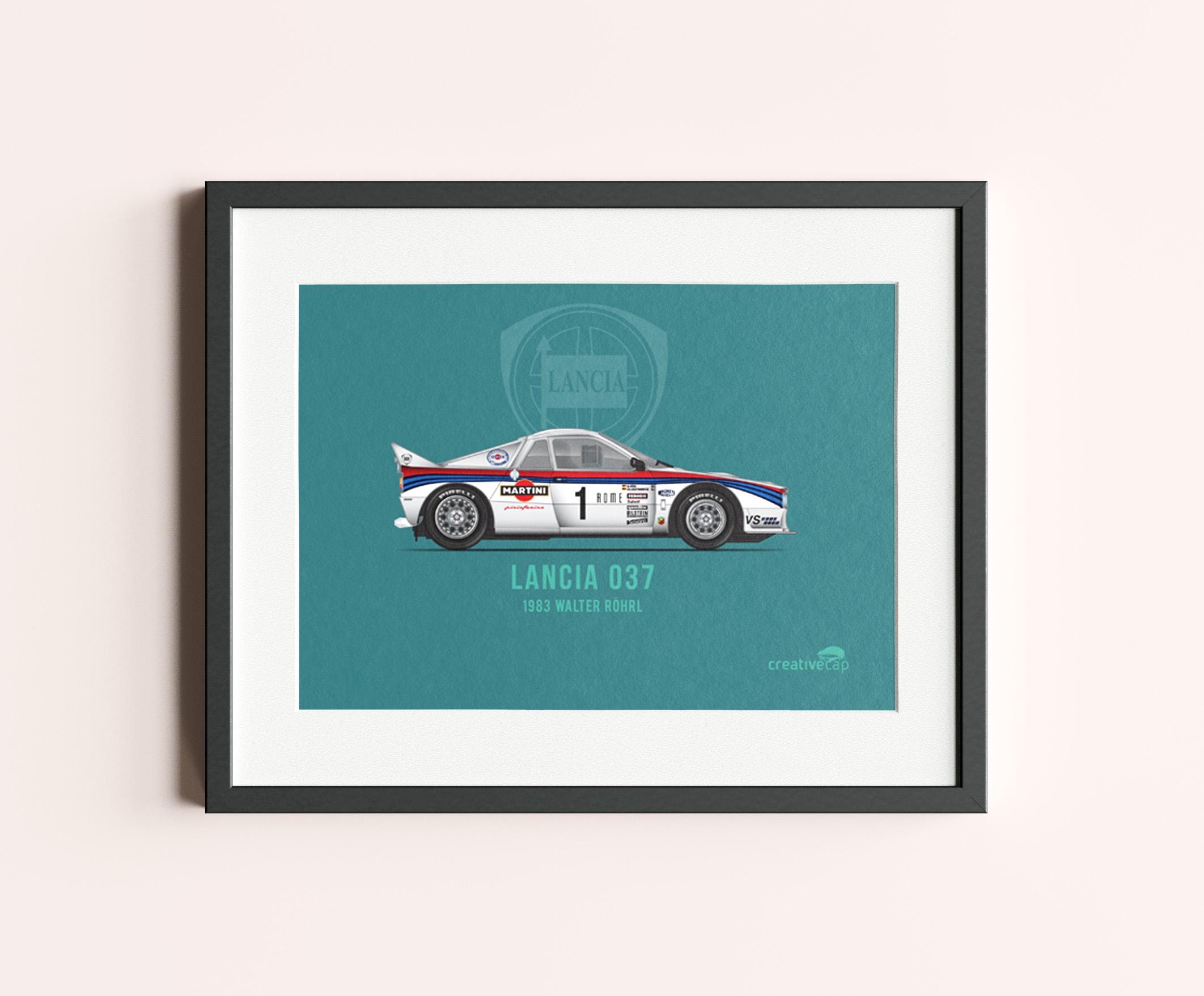 Poster Lancia 037 Rally, Format 100 X 70 Cm, Auto Classiche, Fabrication Italienne