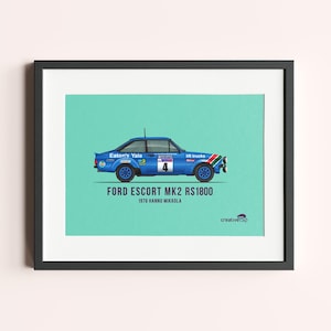 Framed Ford Escort Mk2 RS1800 Hannu Mikkola Car Print - Motorsport Wall Art - Gift for Car Enthusiast - Racing Home Decor