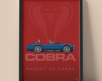 Framed Shelby AC Cobra Poster: Classic Supercar Automotive Art for Car Enthusiasts