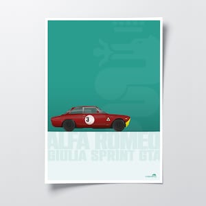 Alfa Romeo Giulia Sprint GTA - Classic Racing Car Wall Art - Vintage Motorsports Decor for Enthusiasts