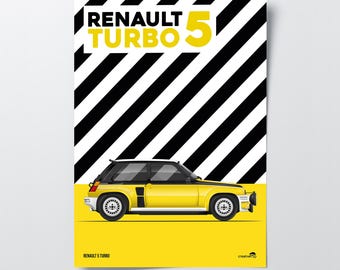 Renault 5 Turbo Poster - Retro Rally Car Wall Art - Classic French Hot Hatch Print