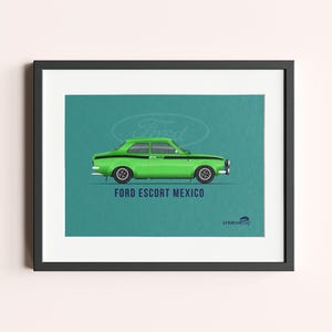 Framed Ford Escort Mk1 Mexico Car Print - Motorsport Wall Art - Gift for Car Enthusiast - Racing Home Decor