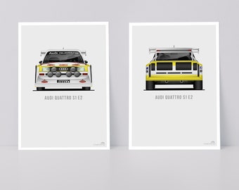 Quattro S1 Rally Car Postcards: Group B Motorsport Art Prints for Car Enthusiasts