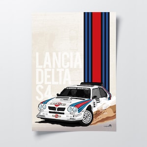Lancia Delta S4 Sideways to Victory - Rally Car Poster - Group B Motorsport Wall Art - Gift for Car Enthusiast - Racing Home Decor