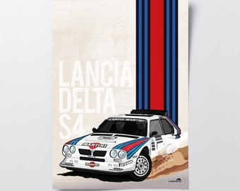 Lancia Delta S4 Poster: Group B Rally Car Motorsport Art for Car Enthusiasts
