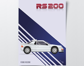 Ford RS200 Rally Car Poster | 1980s Group B Motorsport Art Print