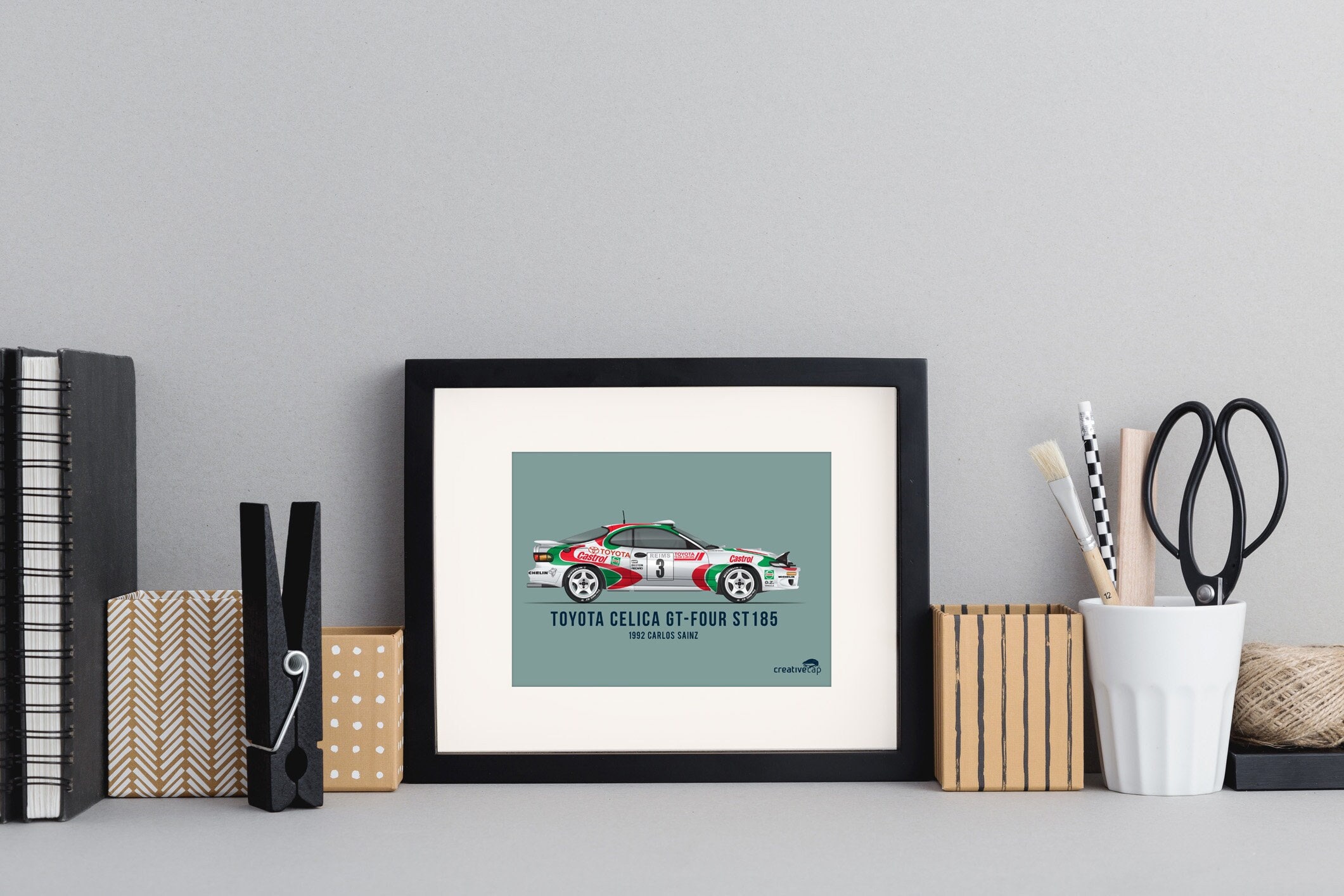 絵画アート 自動車 セリカ ＣＥＬＩＣＡ Toyota Celica Gt-four ST185 Framed Print: Rally Car Motorsport Art