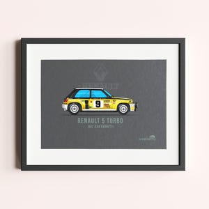 Framed Renault 5 Turbo Rally Car Print - Group B Motorsport Wall Art - Gift for Car Enthusiast - Racing Home Decor