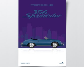 Porsche 356 Speedster Poster: Classic Supercar Automotive Art for Car Enthusiasts