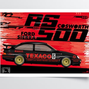 Ford Sierra RS500 Cosworth ‘Eggenberger’ Poster - Classic Racing Car Wall Art - Vintage Motorsports Decor for Enthusiasts