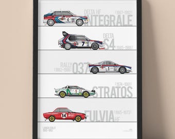 Framed Lancia Rally Legends - 1963-1992 | Iconic Motorsport Wall Art Poster | Decades of Rallying Excellence
