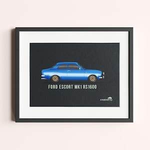 Framed Ford Escort Mk1 RS1600 Car Print - Motorsport Wall Art - Gift for Car Enthusiast - Racing Home Decor