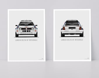 Lancia Delta HF Integrale Postcards: Rally Car Motorsport Art for Car Enthusiasts