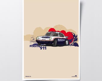 Porsche 911 Rothmans Rally Car Print: Motorsport Wall Art for Car Enthusiasts