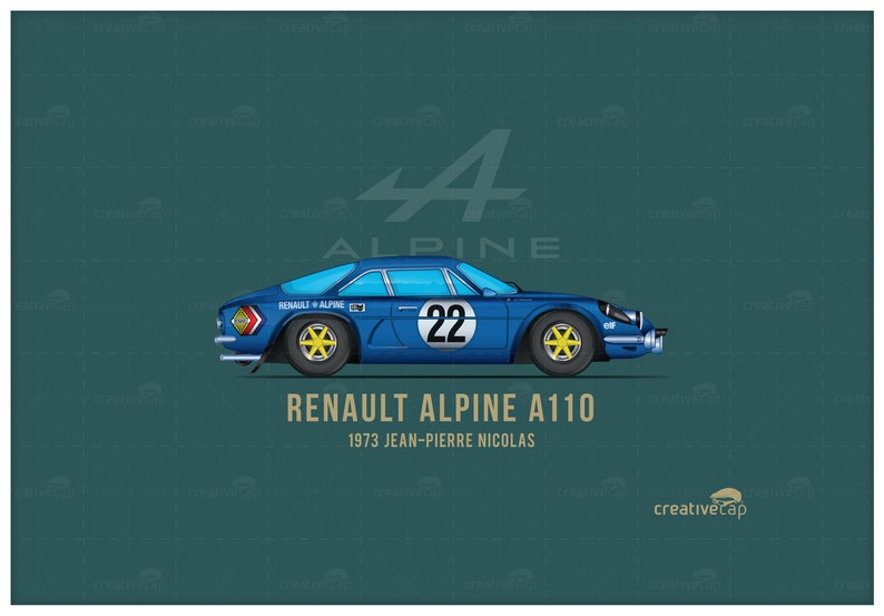 Framed Renault Alpine A110 legendary Group B rally car print image 2