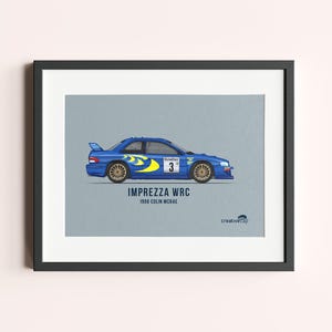 Framed Impreza WRC Print - Legendary Rally Car Artwork - Iconic Motorsport Wall Art for Car Enthusiasts