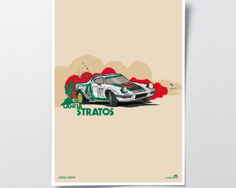 Lancia Stratos Rally Car Print: Motorsport Wall Art for Car Enthusiasts
