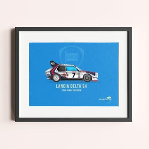 Framed Lancia Delta S4 Rally Car Print - Group B Motorsport Wall Art - Gift for Car Enthusiast - Racing Home Decor