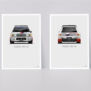 Peugeot 205 T16 Rally Car Postcards - Group B Motorsport Wall Art - Gift for Car Enthusiast - Racing Home Decor
