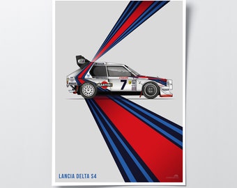 Lancia Delta S4 Rally Car Poster: Group B Motorsport Art for Car Enthusiasts