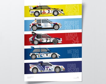Group B Rally Monsters Poster | Golden Era of Rallying | 1980s Motorsport Wall Art Poster