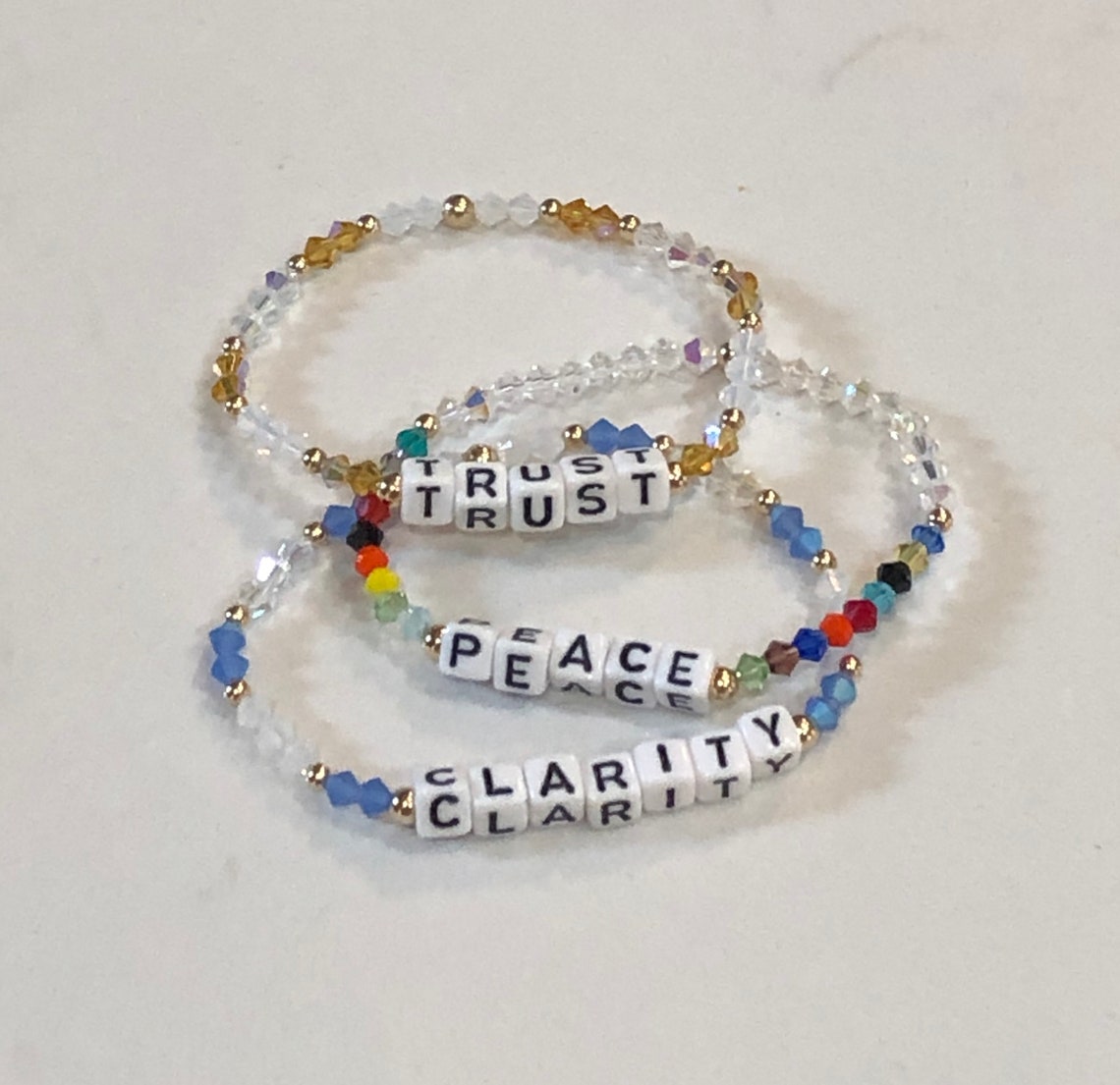 Word BraceletGood VibesStackable BraceletCustom Word Etsy