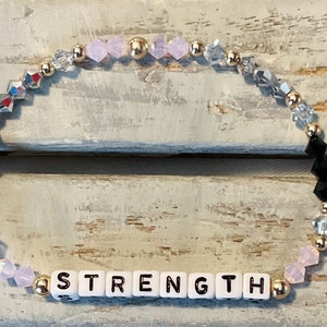 Word Bracelet-Strength-Stackable Bracelet-Custom Word Bracelet-Gift-Inspirational-Beaded Bracelets