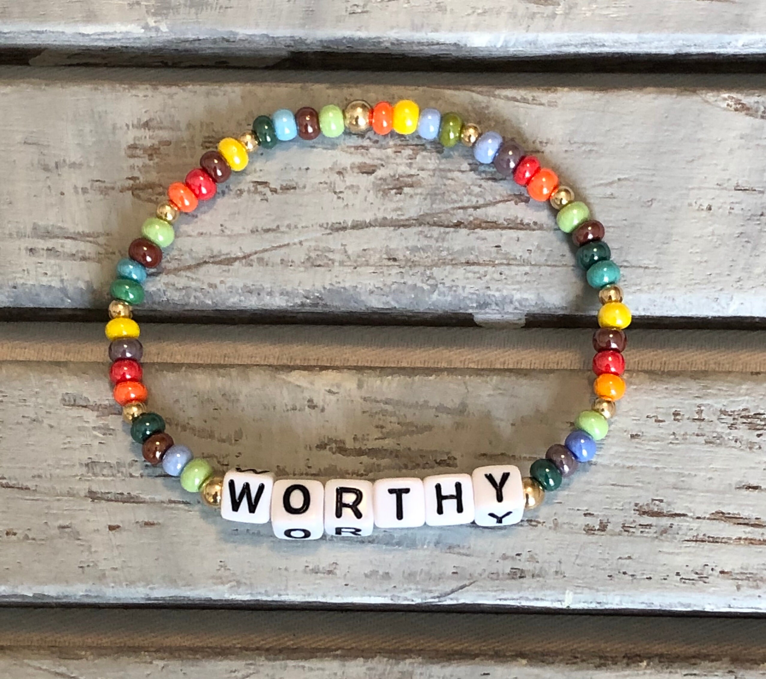 Word BraceletWorthyStackable BraceletCustom Word Etsy