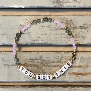 Word Bracelet-You Got This-Stackable Bracelet-Custom Word Bracelet-Gift-Inspirational-Beaded Bracelets