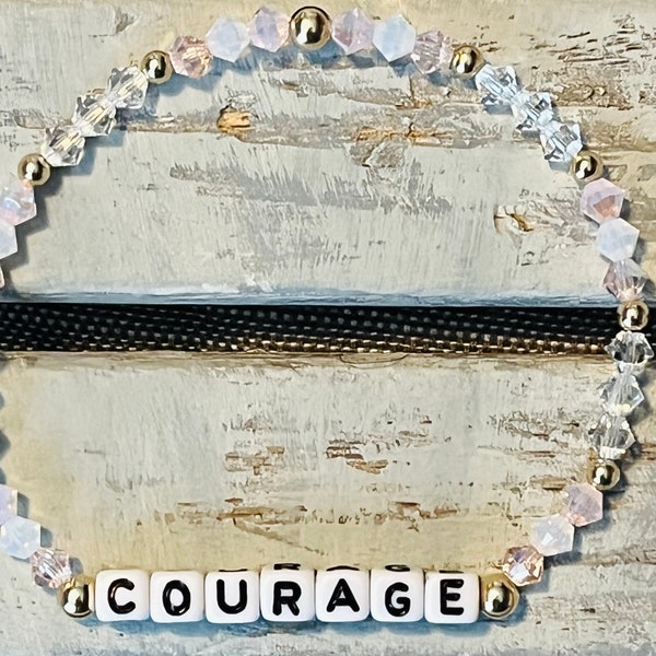 Word Bracelet-Courage-Letter Bracelet-Message Bracelet-Beaded Bracelet-Inspirational Gift